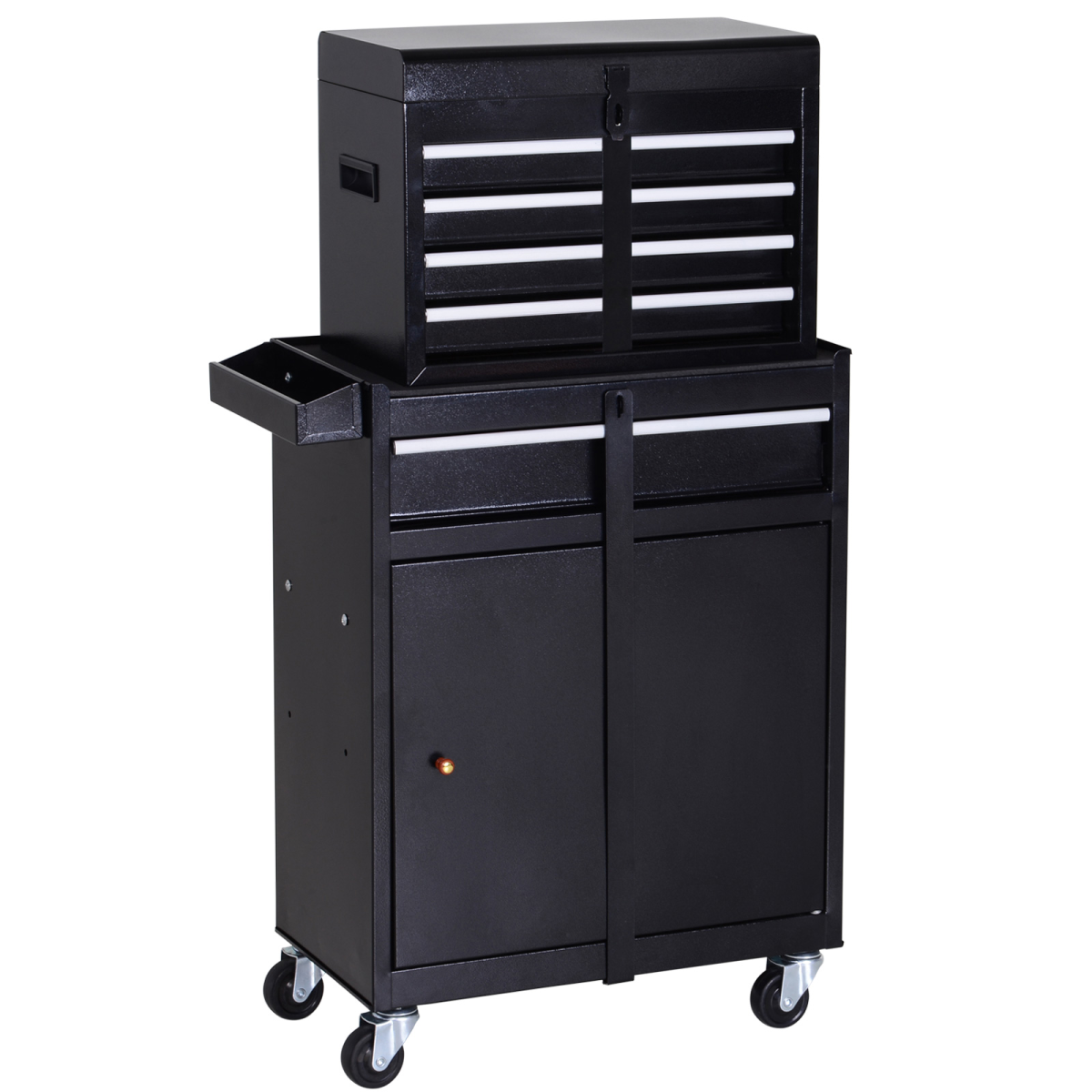 DURHAND Steel 4-Drawer Duo-Door Rolling Tool Cabinet Tool Chest On Wheels Black
