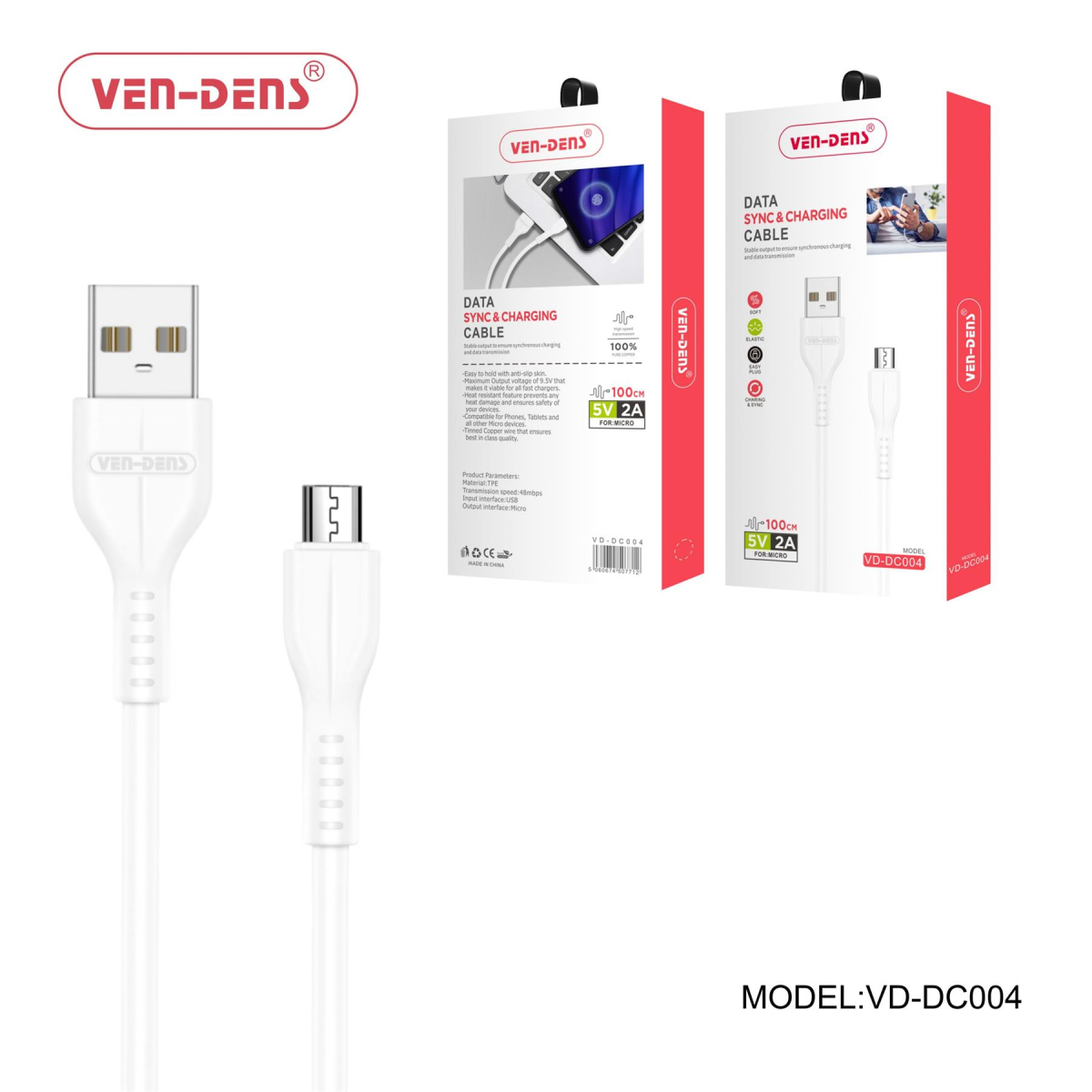 Ven-Dens USB to Micro USB Data & Sync Charging Cable