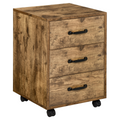 Rolling File Cabinet with 3 Drawers, Under Desk Mobile Filing Organizer HOMCOM
