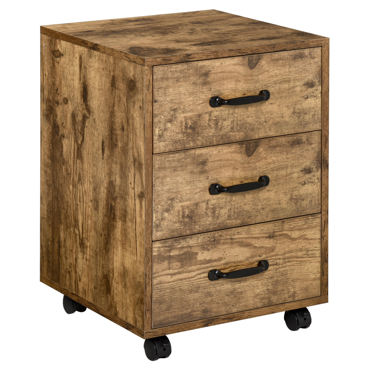 Rolling File Cabinet with 3 Drawers, Under Desk Mobile Filing Organizer HOMCOM