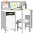 Two-Piece Childrens Table and Chair Set with Whiteboard Storage - Grey