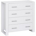 Chest Of 4 Drawers Home Storage Clothes Cabinet Metal Handles White