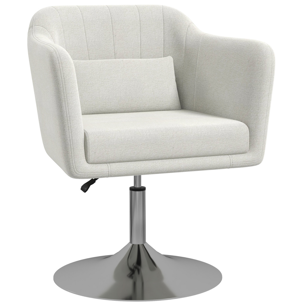 HOMCOM Stylish Retro Linen Swivel Tub Chair Steel Frame Cushion Seat Cream Whit