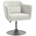 HOMCOM Stylish Retro Linen Swivel Tub Chair Steel Frame Cushion Seat Cream Whit
