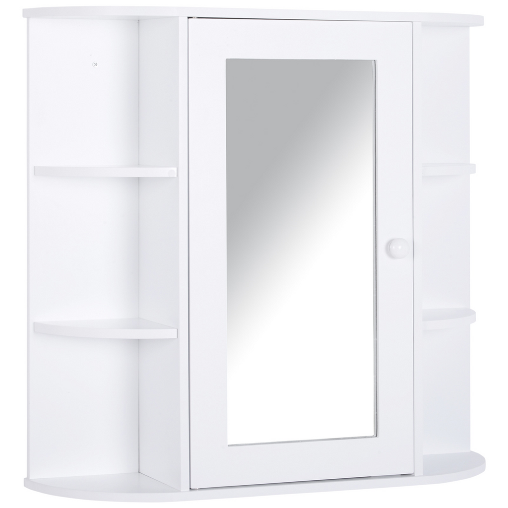 Wall Mounted Bathroom Cabinet w/ Mirror Single Door Storage Shelves HOMCOM