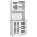 183cm Sideboard Grid Glass Doors Shelves Kitchen  72" Solid w/Glass Door