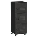 Rolling Storage Cabinet 3-Tier Mobile File Cabinet with Wheels Black