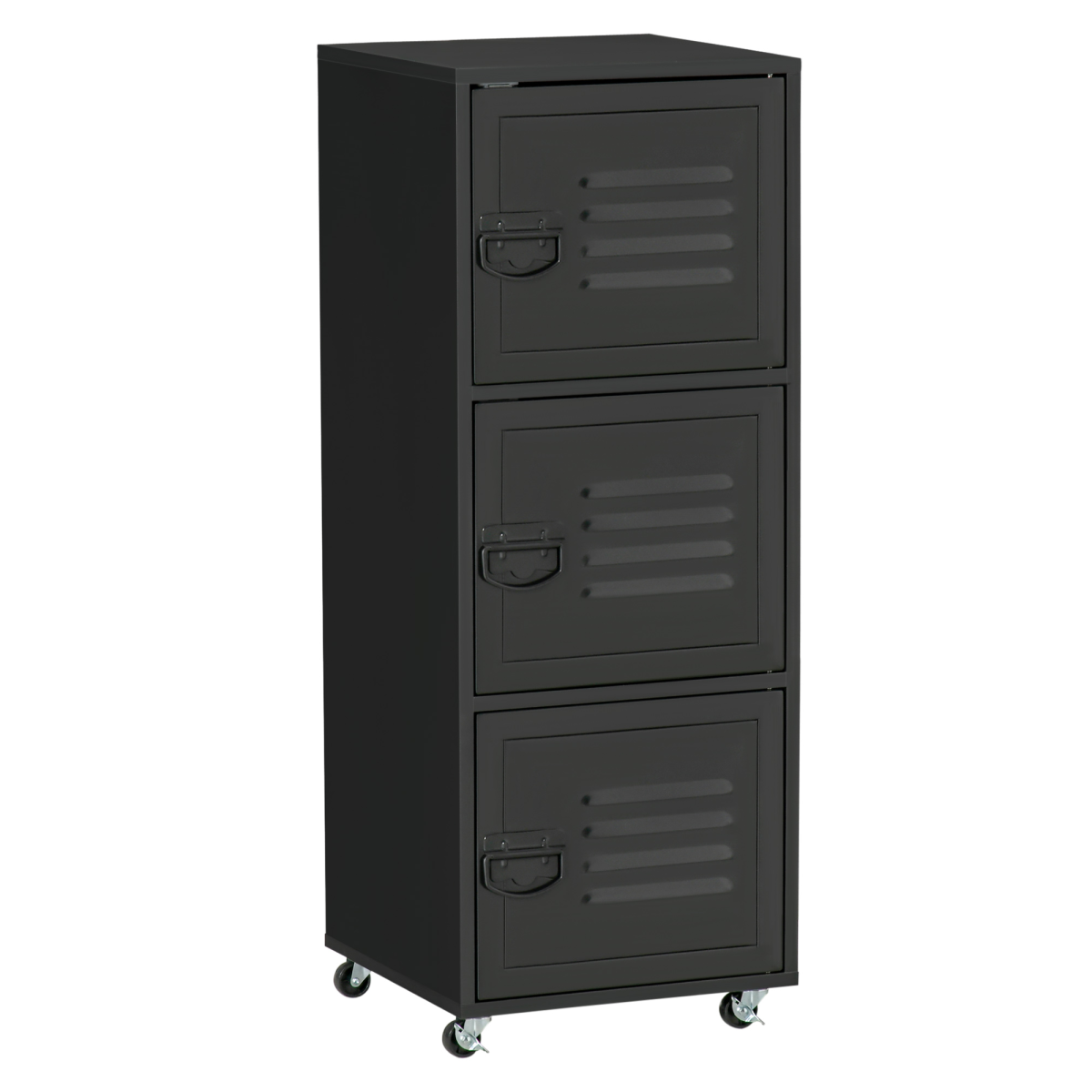 Rolling Storage Cabinet 3-Tier Mobile File Cabinet with Wheels Black