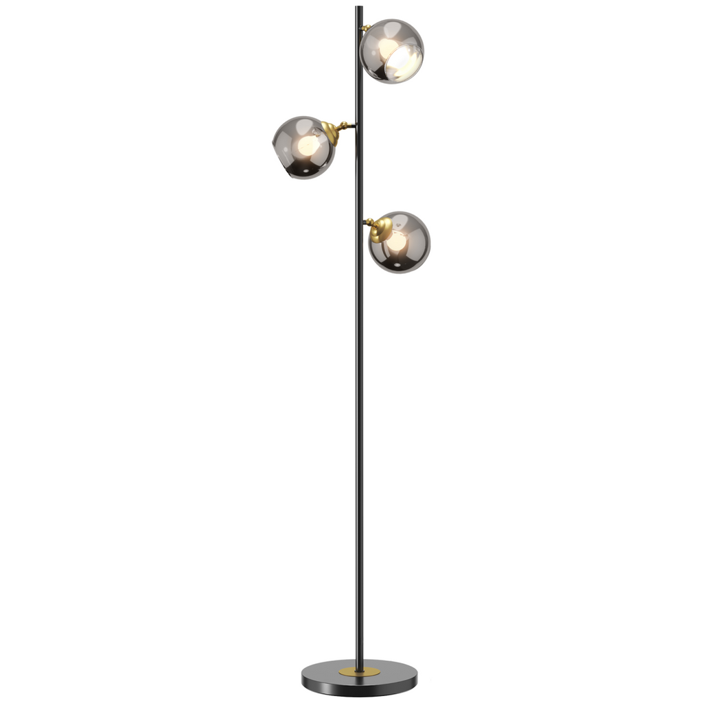 HOMCOM Modern Floor Lamp with Glass Global Shade, 3 Light, for Living Room