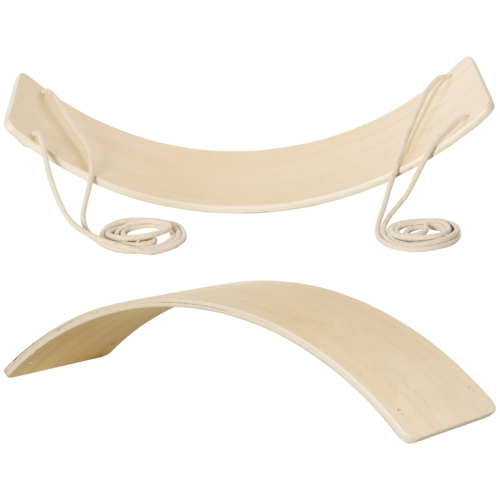 HOMCOM Wood Wobble Board with Ropes, Baby Rocker Balance Board for Kids, Adults
