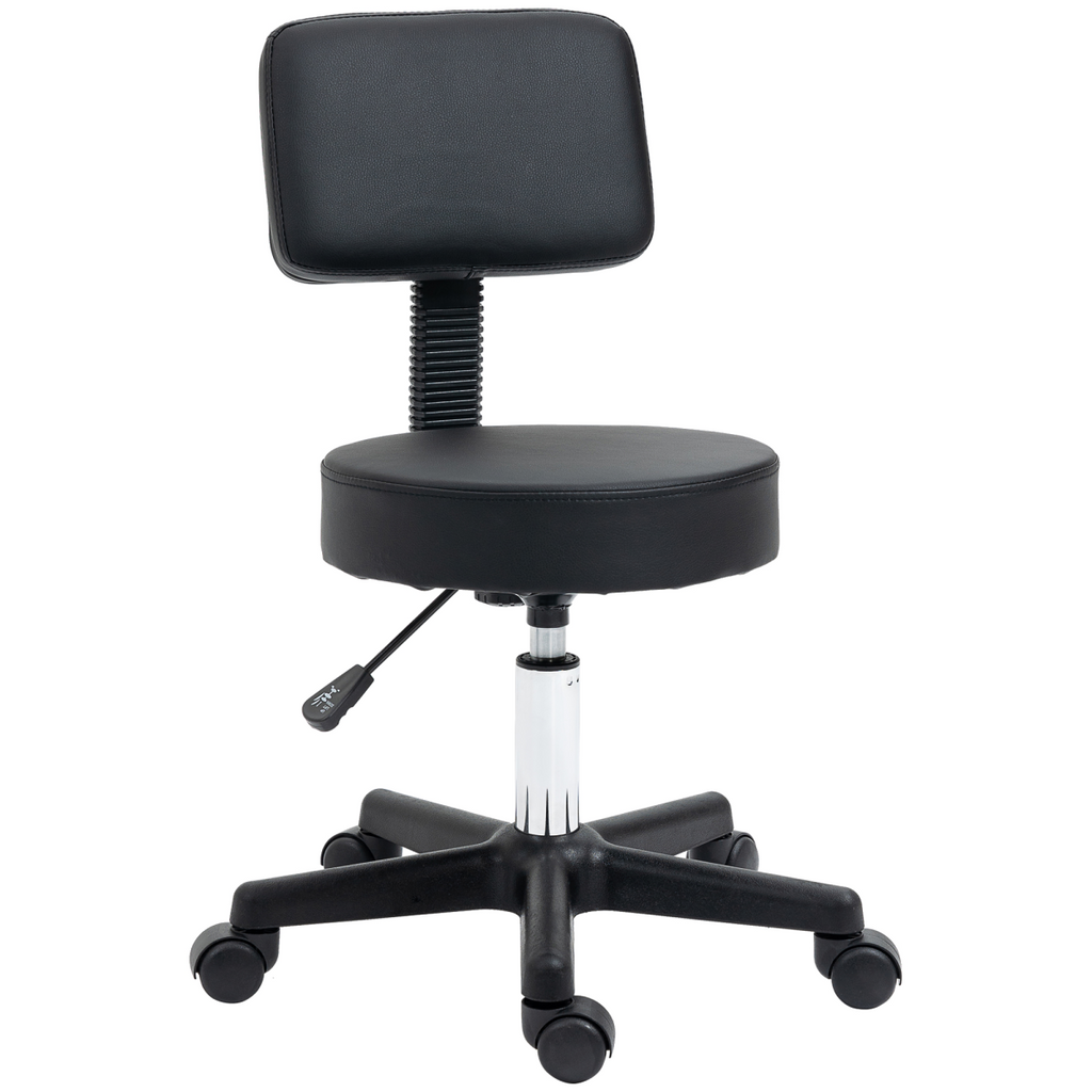 Beautician's Adjustable Swivel Salon Chair with Padded Seat Back 5 Wheels Black