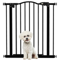 PawHut 74-80cm Adjustable Metal Pet Gate Safety Barrier w/ Auto-Close Black