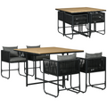5-PC Rattan Dining Set, 4-seater Rattan Cube Dining Sets w/ Space-saving Design
