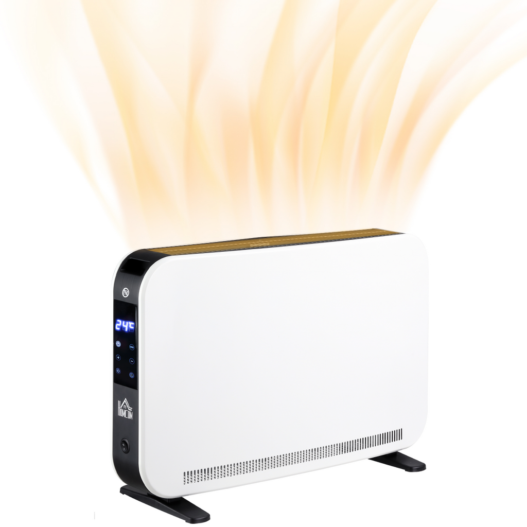 HOMCOM Portable Convector Heater with 24H Timer Adjustable Temperature White