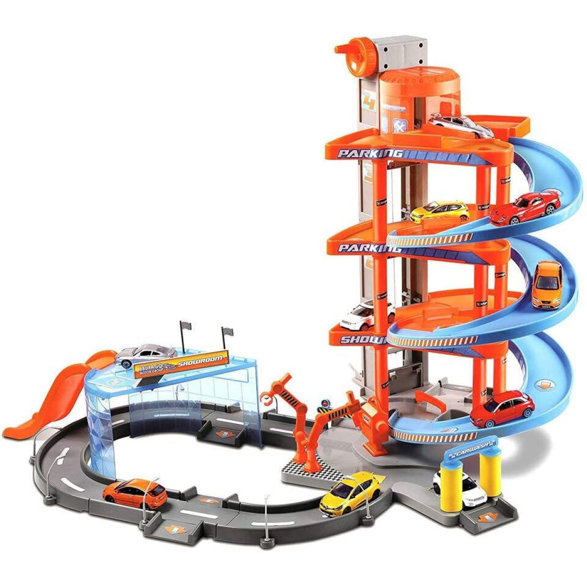 Burago 1:43 Street FIRE MEGA Dealer Showroom Garage Toy indoor Game, Assorted Colours