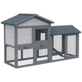 5ft Wooden Rabbit Guniea Pigs Hutch with Run 2 Tiers Outdoor Cage Pet House