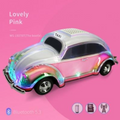 WSTER Beetle with Lamp Car Speaker with Bluetooth & FM Radio - Pink