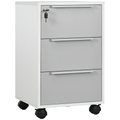 3-Drawer Locking File Cabinet Mobile Chest of Drawers Side Table Wheels