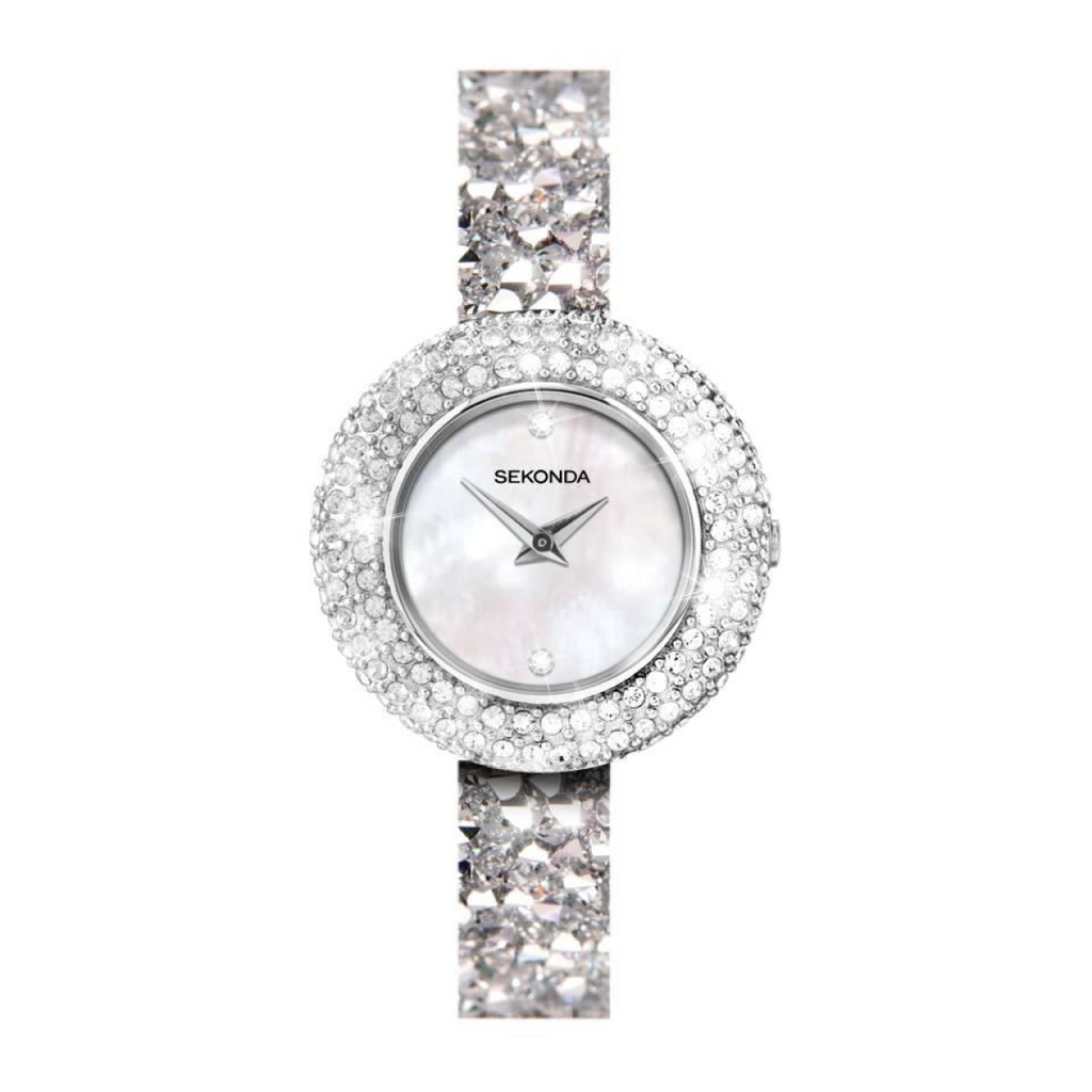 Sekonda Seksy Ladies Bling Round White Dial & silver stone Stainless Steel
