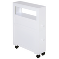 HOMCOM 72x16cm Narrow Bathroom Storage Unit 2 Drawers Open Top 4 Wheels