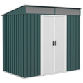 Outsunny 6.5x4FT Garden Shed with Foundation Lockable Metal Tool Shed Green