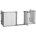 Pet Gate 5-Panel Dog Playpen for Indoor Stair Barrier W/ Walk Through Door Black