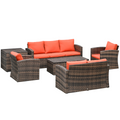 Outsunny 6 PCS Patio Rattan Sofa Set Conversation Furniture Orange