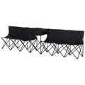 6 Seat Camping Bench Folding Portable Outdoor with Cooler Bag Black Outsunny