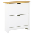 HOMCOM 12-Shoe Storage Cabinet 4 Shelves 2 Drawers Tabletop 4 Legs White