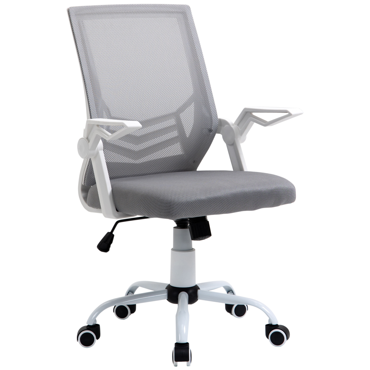 Mesh Swivel Office Chair Task Computer Chair with Lumbar Support, Grey Vinsetto