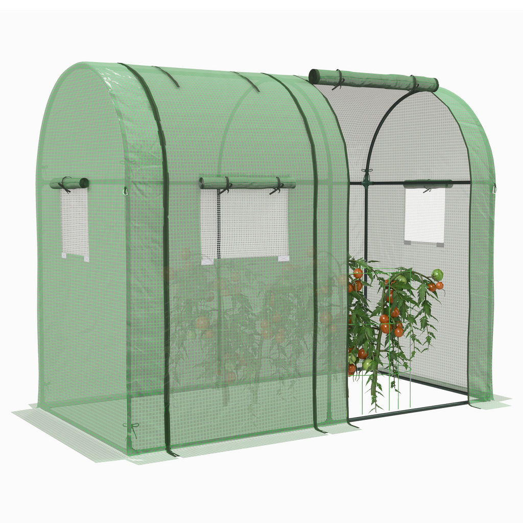 Outsunny Tomato Greenhouse with 2 Roll-up Doors and 4 Mesh Windows, Green