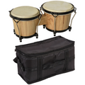 Wooden Bongo Drum Set with Sheepskin Drum Head 7.75" & 7" Tuning Wrench HOMCOM
