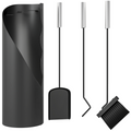 Outsunny 4 PCS Fireplace Companion Set, Metal Fireside Companion Set, Black