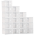 18PCS Clear Shoe Box, Plastic UK/EU Size 8.5/43, 25 x 35 x 19cm
