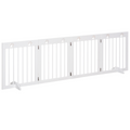 Freestanding Pet Gate 4 Panel Folding Wooden Dog Barrier w/ Support Feet