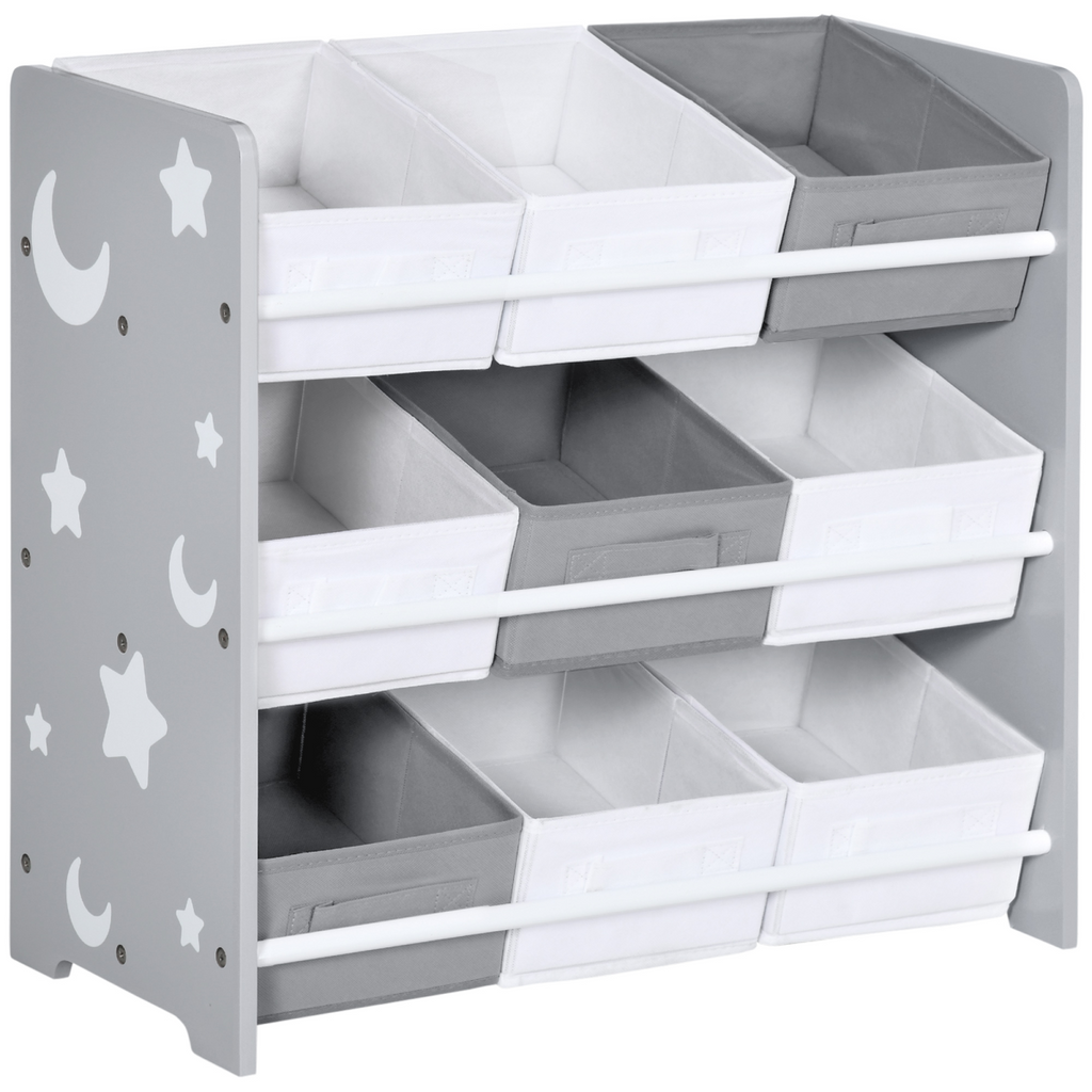 ZONEKIZ Storage Unit with 9 Removable Storage Baskets for Nursery Playroom - Grey