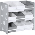 ZONEKIZ Storage Unit with 9 Removable Storage Baskets for Nursery Playroom - Grey
