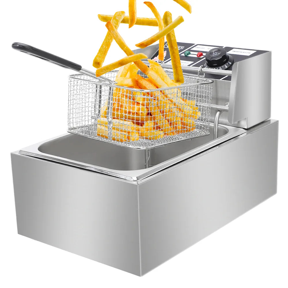 ZOKOP EH81 2500W 220-240V 6.3QT/6L Stainless Steel Single Cylinder Electric Fryer