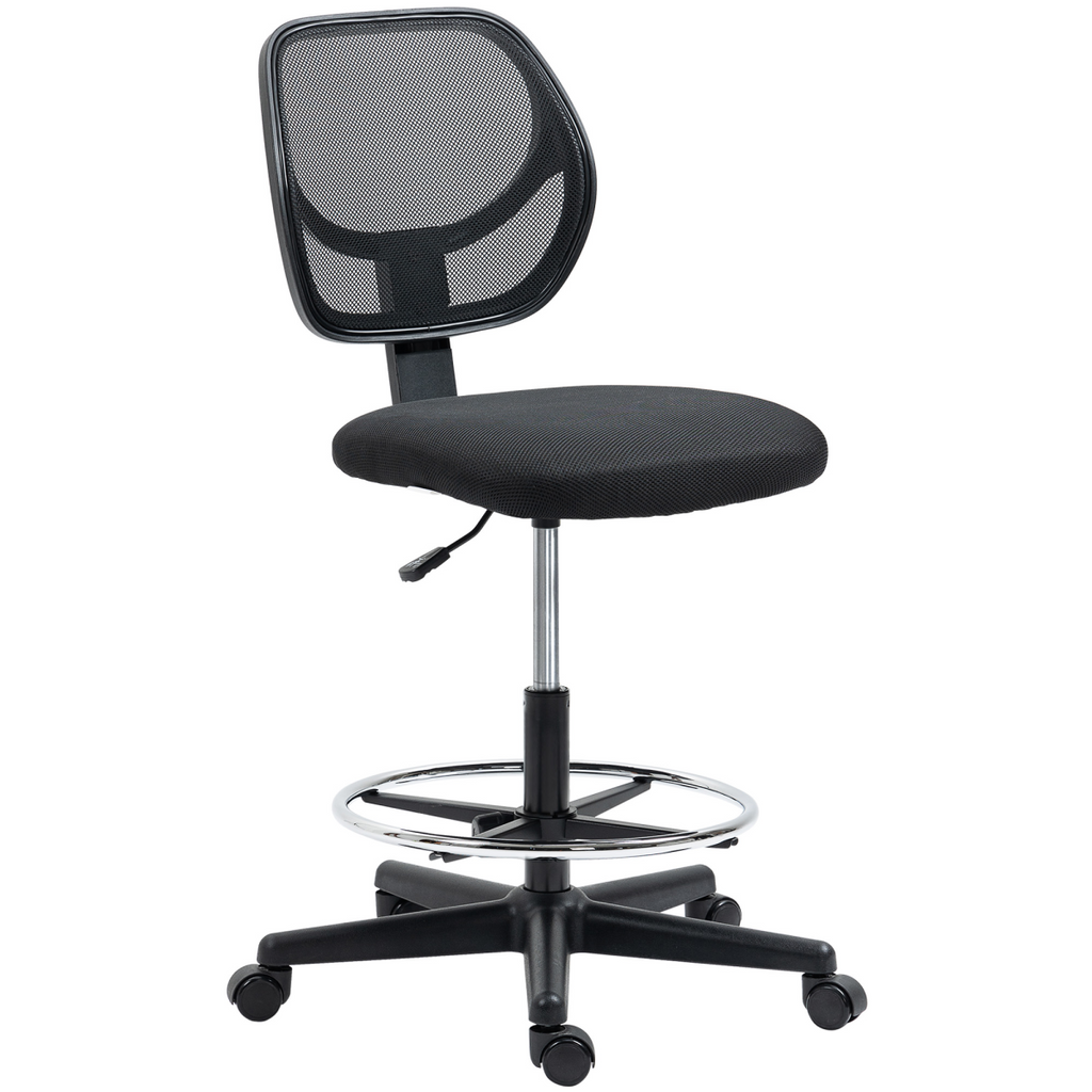 Vinsetto Draughtsman Chair Tall Office Chair with Adjustable Footrest Ring Black