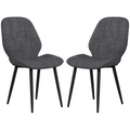 HOMCOM Dining Chairs Set of 2, Upholstered Kitchen Chairs with Metal Legs, Grey