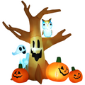 240cm Large Halloween Scary Lighting Inflatable Tree Ghost 3 Pumpkins Owl 4 LED