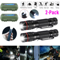 2 Pack USB Rechargeable LED Flashlight Adjustable Focus 3-Modes Outdoor Mini Flashlight