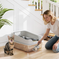 Extra-Large Stainless Steel Cat Litter Box with High Sides – 60cm