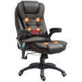 Executive Office Chair with Massage and Heat PU Leather Reclining Chair, Brown