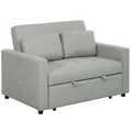 HOMCOM 2 Seater Sofa Bed Convertible Bed Settee with Cushions, Pockets, Grey