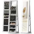 HOMCOM 360° Swivel Jewellery Cabinet, Full Length Mirror with Storage, White