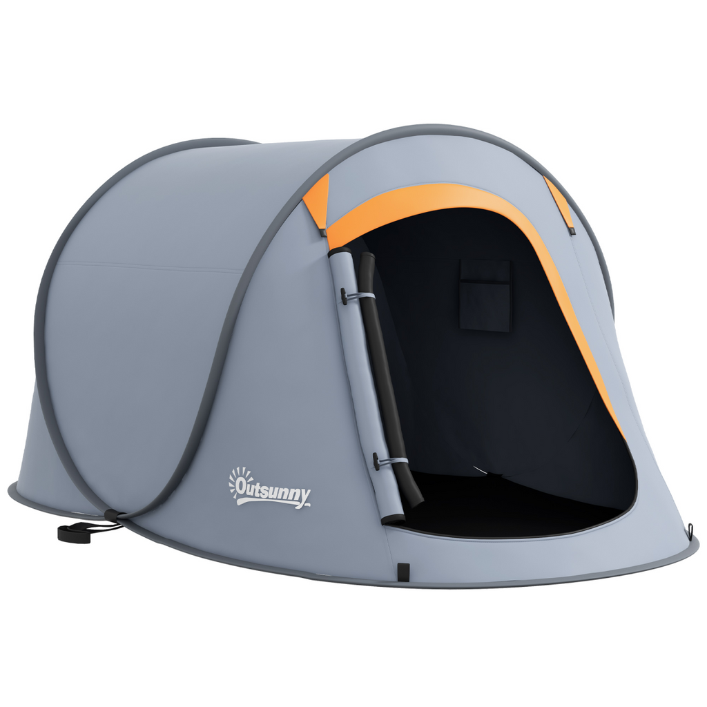 Outsunny Pop up Camping Tent for 2 Man, 2000mm Waterproof with Carry Bag, Grey