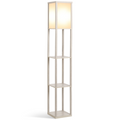 4-Tier Floor Lamp, Floor Light with Storage Shelf White and Oak 3-Tier