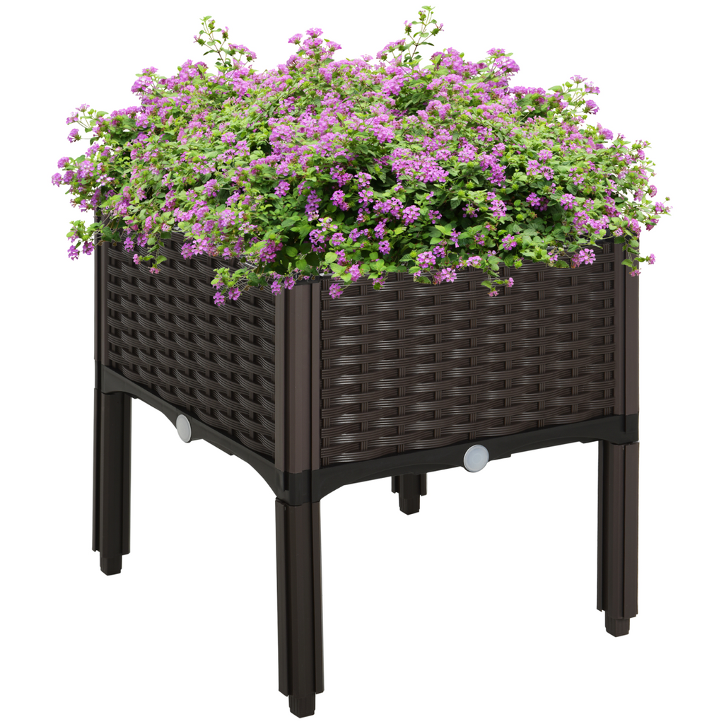 PP Raised Outdoor Garden Planter Box Brown