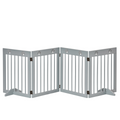 Freestanding Pet Gate 4 Panel Folding Wooden Dog Barrier  w/ Support Feet
